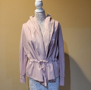 Young Fabulous & Broke Jacket Oversized Hood Waist Tie Blush Pink Large